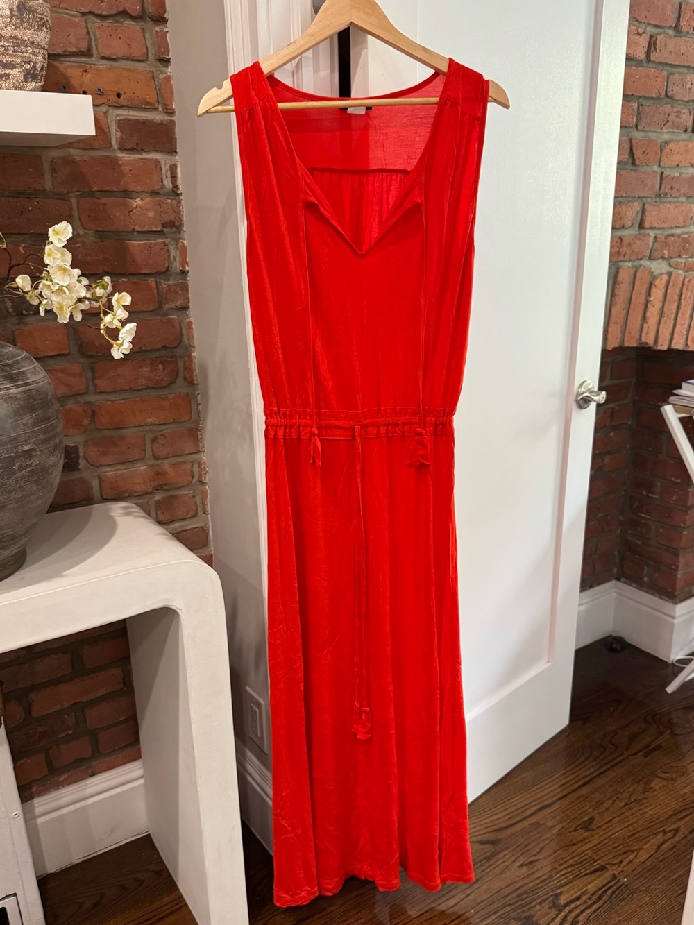 Carrot Red Sleeveless Maxi Dress